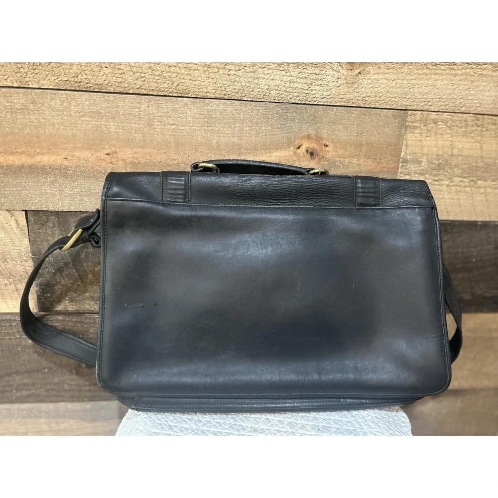 Men's  Leather Briefcase - Made in Korea Crossbody Strap 15x11 VTG